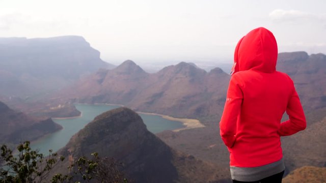 Woman looking at landscape in Blyde River Canyon