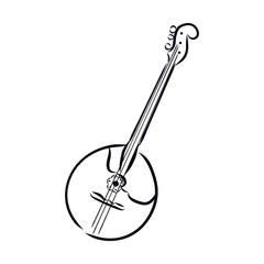 vector illustration of mandolin, music instrument sketch 
