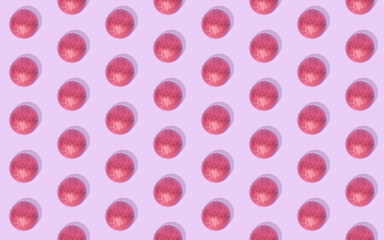 Ornament Christmas red balls on pink background