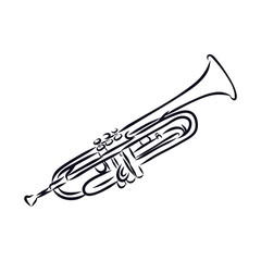 trumpet isolated on white background - obrazy, fototapety, plakaty