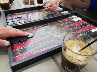 playing backgammon with greek coffee