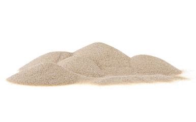 Fototapeta na wymiar Pile of desert sand isolated on white background. Sand dunes.