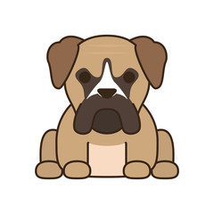 cute little dog bull mastiff fill style icon