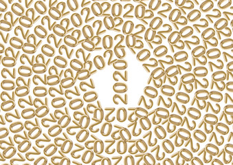 Text illustration with metallic balloon effect. 2020 new year concept