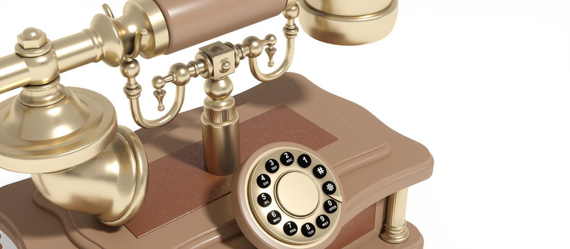 retro telephone on a white background close-up