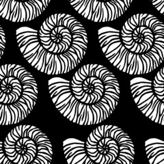 seamless pattern in monochrome colors, stylized shell