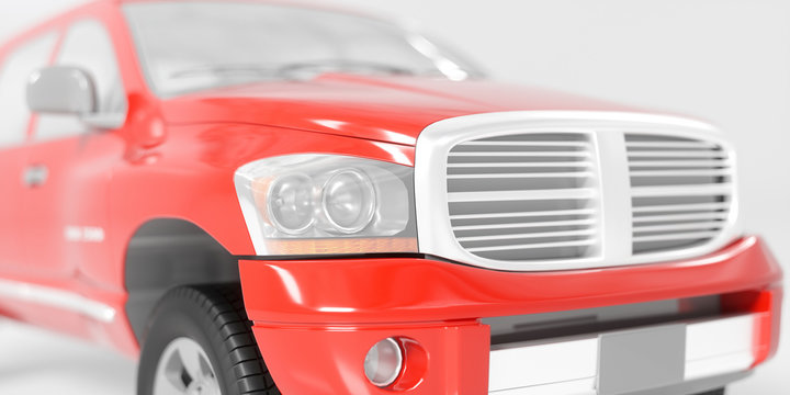 red car on a white background close-up