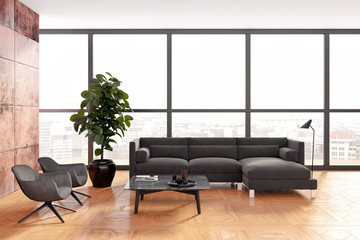 large luxury modern bright interiors room illustration 3D rendering
