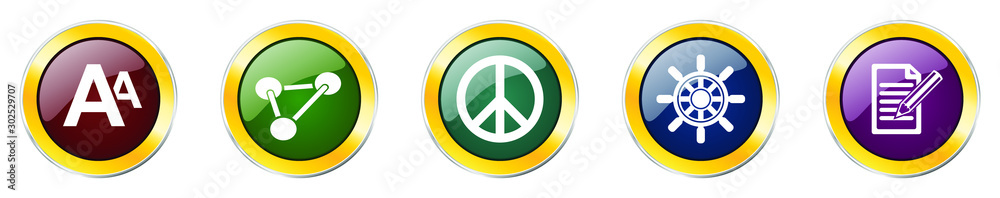 Leinwandbilder Set of colorful web glossy vector icons,  science, register, navigation and molecule buttons in eps 10 for webdesign and mobile applications on white background