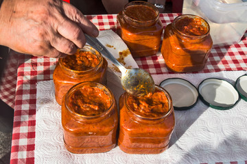 Fresh Ajvar in jars