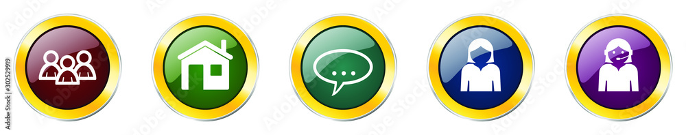 Aufkleber set of colorful web glossy vector icons, home, support, user, contact and service buttons in eps 10 