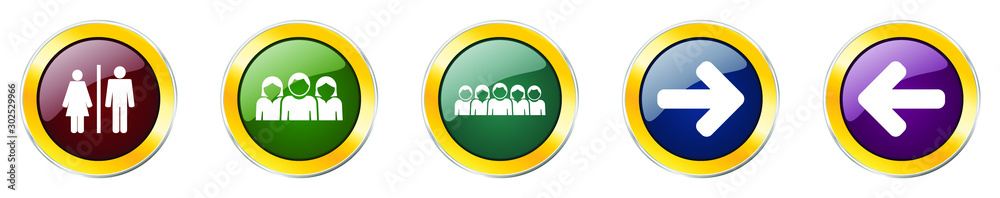 Leinwandbilder set of colorful web glossy vector icons, social, group, team, arrow and people buttons in eps 10 for