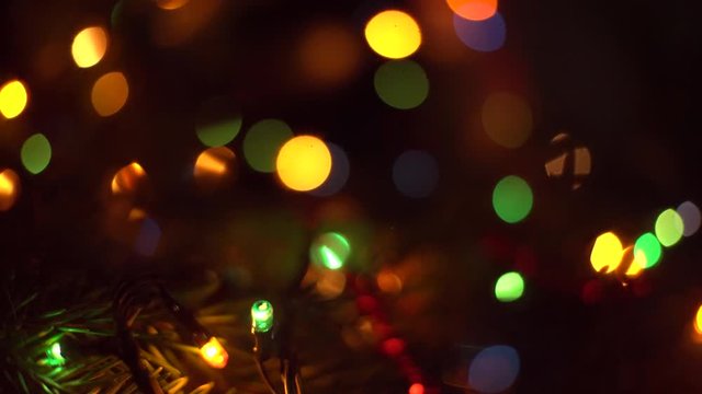 Bokeh lights on black background. defocus. Black alpha green screen animation