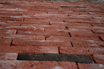 Red brick floor, close-up photo