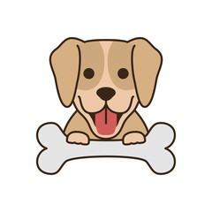 Fototapeta premium cute little labrador dog with bone fill style icon