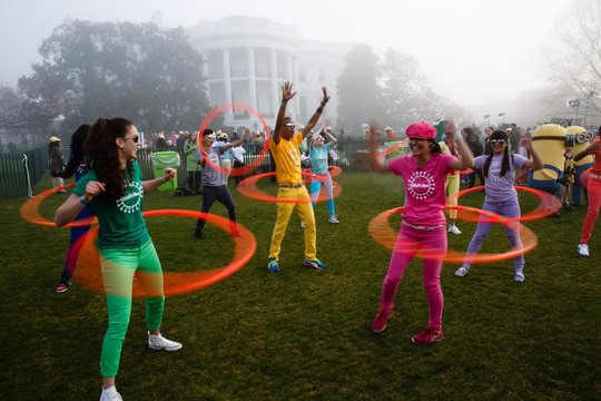 Kid Tribe hula hoopers perform during the White House Easter Egg Roll