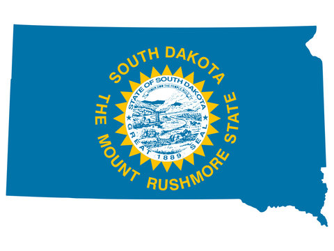 Map flag of the U.S. state of South Dakota Vector