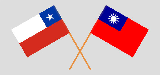 Crossed flags of Taiwan and Chile