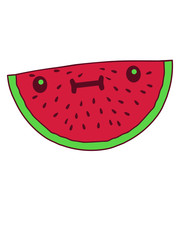 süße melone mit gesicht niedlich lecker hunger essen wassermelone augen mund stück scheibe comic cartoon clipart
