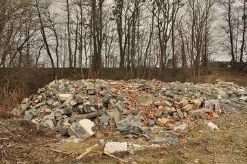 Concrete rubble in the forest