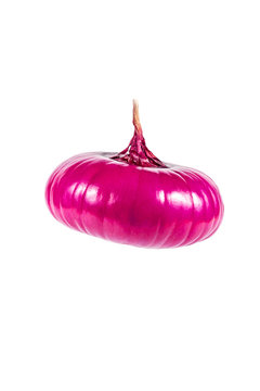 Delicious red cipollini onion bulb isolated on white background.