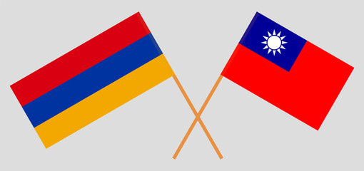 Crossed flags of Taiwan and Armenia