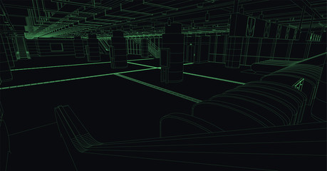 subway station view from escalator