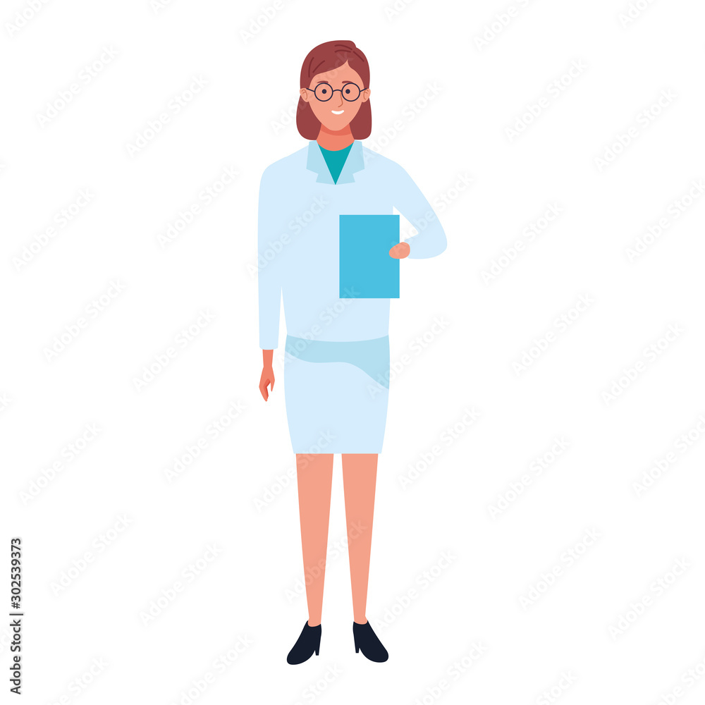 Wall mural doctor woman standing icon, flat design