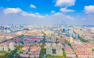 Aerial aerial photographs of urban scenery in Pudong New Area, Shanghai, China