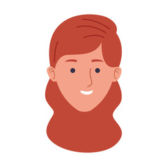 cartoon woman smiling icon, flat design