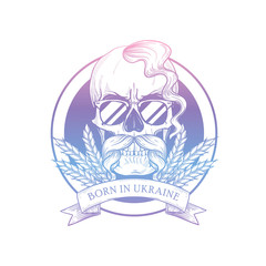 Hand drawn sketch Ukrainian skull