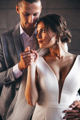 hold hands.wedding photo of couple