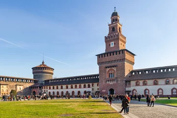 Stof per meter Sforza Castle (Castello Sforzesco) in Milan, Italy © yakub88