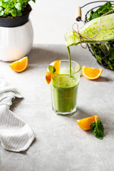 Green smoothie spinach with oranges.