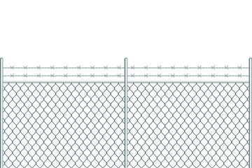 Metal fence with barbed wire vector illustration