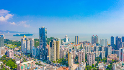 Aerial aerial photographof of urban architecture in Xiangzhou District, Zhuhai City, Guangdong Province, China