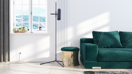 Modern bright interior . 3D rendering