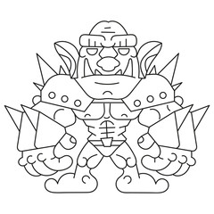 A Cartoon Of A Muscular Orc In Armor.vector Illustration For Kids