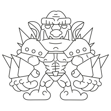 A Cartoon Of A Muscular Orc In Armor.vector Illustration For Kids