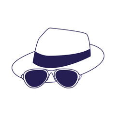 hat and sunglasses icon, flat design