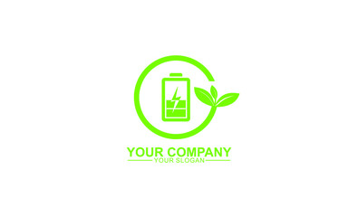Eco Nature leaf and battery,vector logo template for environment and energy industrial