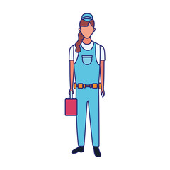 repair woman worker icon, flat design