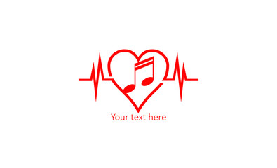 simple creative unique Love music logo template design, Vector illustration for Valentine's day and musical notes, hear with heart