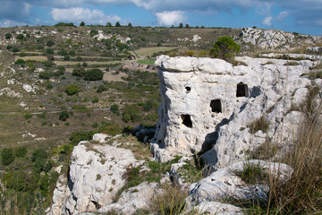 Fototapeta na wymiar Necropolis of Pinita, Palazzolo Acreide, Siracusa, Sicily