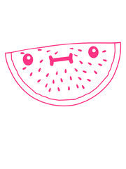 pinke süße melone mit gesicht niedlich lecker hunger essen wassermelone augen mund stück scheibe comic cartoon clipart