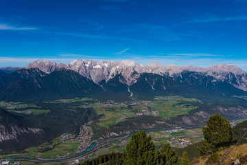 aerial view of mountains, mieming and mieminger kette, tyrol