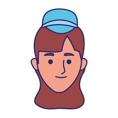 cartoon woman face icon