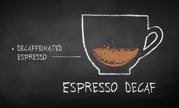 Vector Chalk Drawn Sketch Of Espresso Decaf