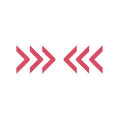 Triple Chevron Arrows directed horizontally towards each other. Stock Vector illustration isolated on white background.