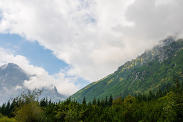 Obraz premium Thick fog over the Tatra mountains in summer